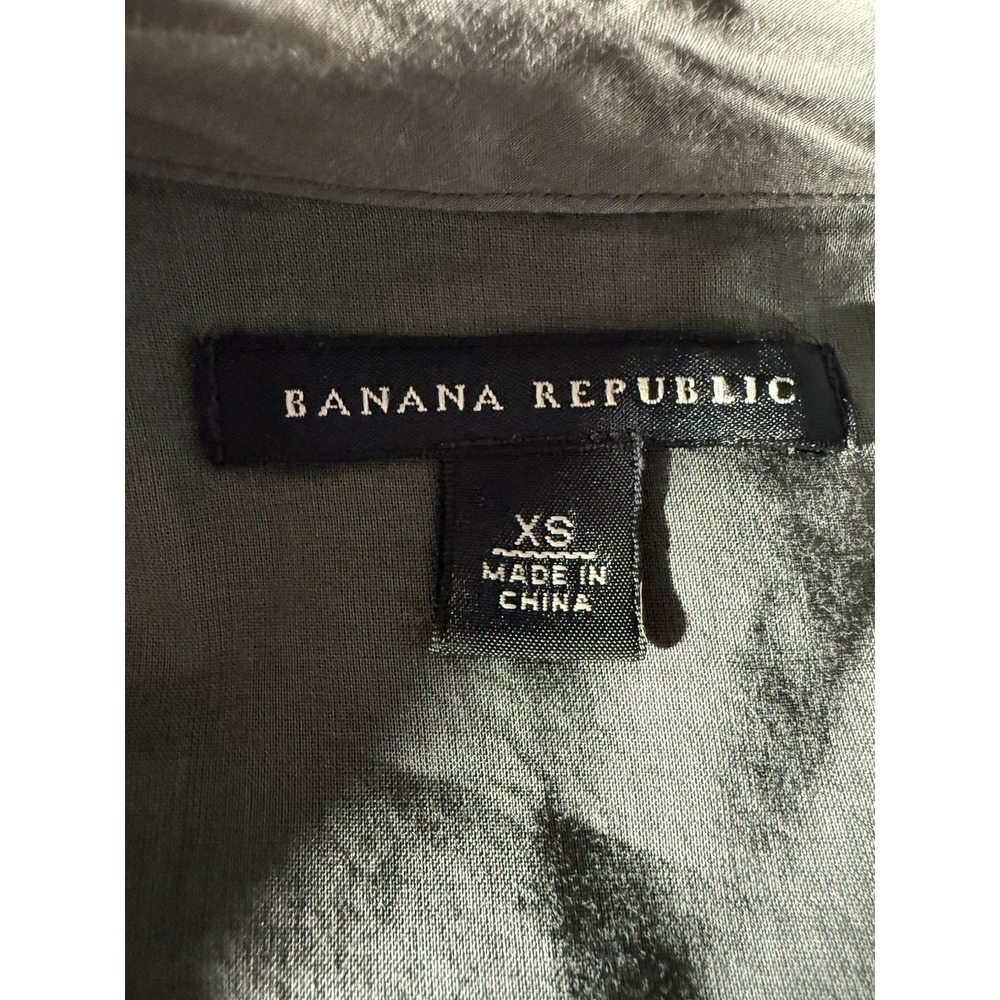 Banana Republic Cotton Silk Ruffle Blouse Gray Sleeveless Tie Neck XS Top - Picture 5 of 8